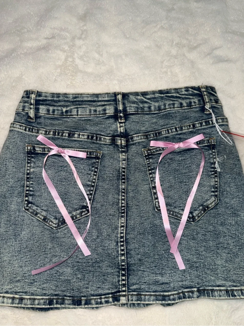 Acid Wash Denim Mini Skirt High Rise‎ Stretch Y2K Coquette Size M. NWOT